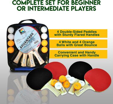 Набір для настільного тенісу Kettler Advantage: 4 гравці (4 ракетки та 8 м'ячів)