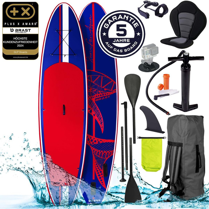 Надувна SUP дошка BRAST Shark 300-320 см, комплект: 2-в-1 весло, сидіння для каяка, тримач для екшн-камери, насос, рюкзак, 5 років гарантії