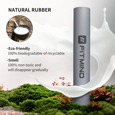Килимок для йоги FITMIND з PU, антиковзкий ULTRA GRIP, 183x68 см, 4,7 мм, швидковисихаючий, для пілатесу та йоги, темно-сірий