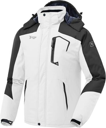 Чоловіча зимова куртка Jacken з флісовою підкладкою, водонепроникна, дихаюча, тепла, вітрозахисна Softshell з капюшоном (L, білий)