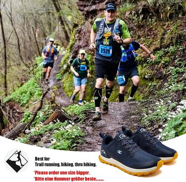 Чоловічі кросівки для трейлраннінгу HOBIBEAR | Трекінг, хайкінг | Широкий носок, не слизькі | Синій (40 EU)