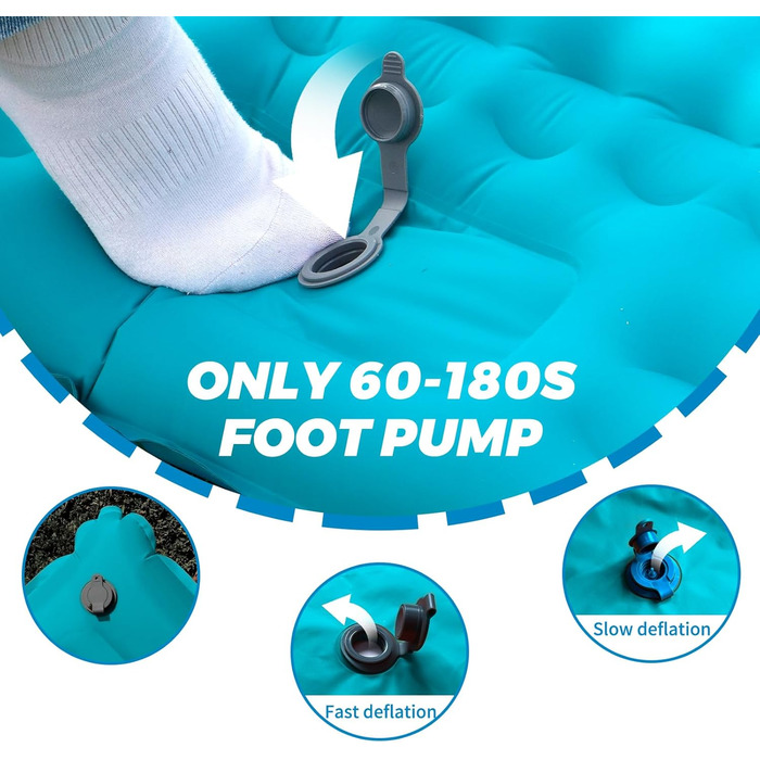 Надувна туристична матрац Isomatte для кемпінгу, самонадувна, ультралегка, для 2 осіб, з насосом та подушкою, блакитна