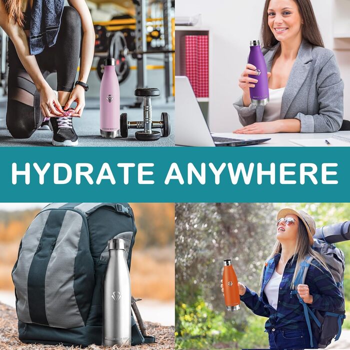 Фляга для води 750 мл з нержавіючої сталі, без BPA, з подвійними стінками, термофляга, для спорту, фітнесу, походів, кемпінгу, велосипеду, зелений мох