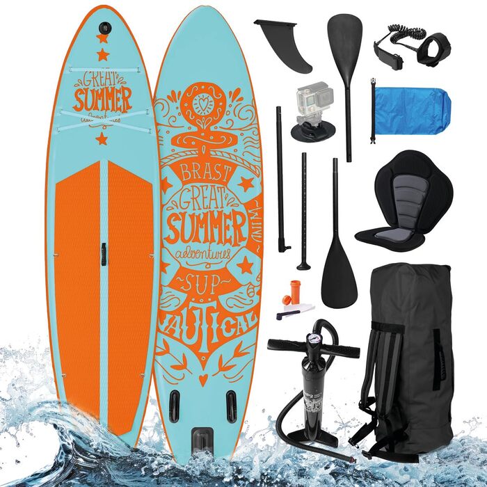 SUP дошка BRAST Summer надувна з набором аксесуарів (320x81x15 см) - бірюзова. Гарантія 5 років