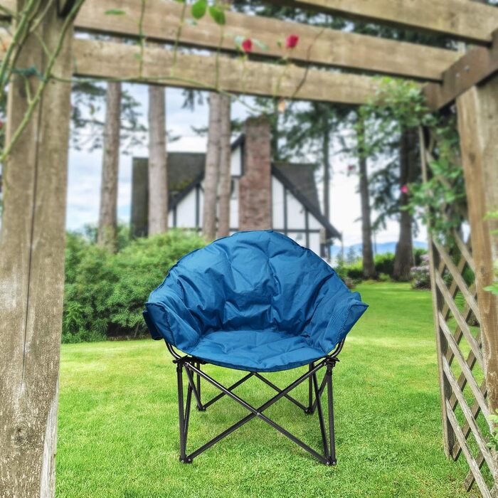 Розкладне крісло-мішок для кемпінгу LET'S CAMP Moonchair з сумкою-холодильником, тканина Оксфорд, темно-синій