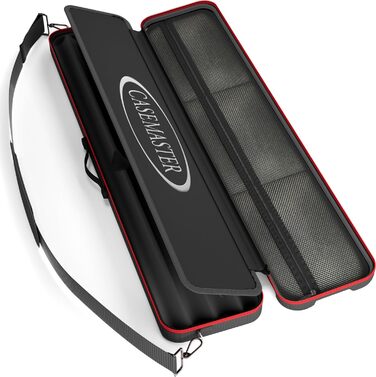 Чохол для більярдних київ Casemaster Parallax Guard 2x2, на 2 цілі киї (2 butts/2 shafts), міцний поліестер 600D Oxford, чорний з червоним