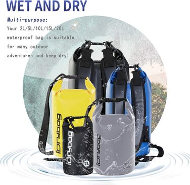 Водонепроникний мішок IDRYBAG 20L: для каякінгу, сплавів, відпочинку на пляжі та подорожей