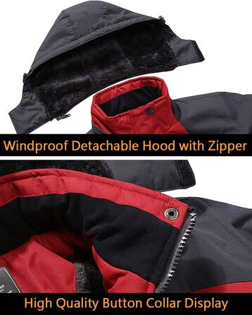 Чоловіча зимова куртка EKLENTSON: водонепроникна, вітронепроникна, з підкладкою, для туризму та активного відпочинку, 4 кишені, червона