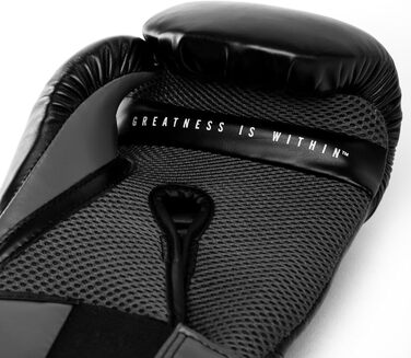 Боксерські рукавички Everlast Elite 2: для спарингу, роботи з манекеном та відбивання, клямка, ергономічна конструкція, роздільний піноспонж, оригінальні чорно-сірі, 10OZ