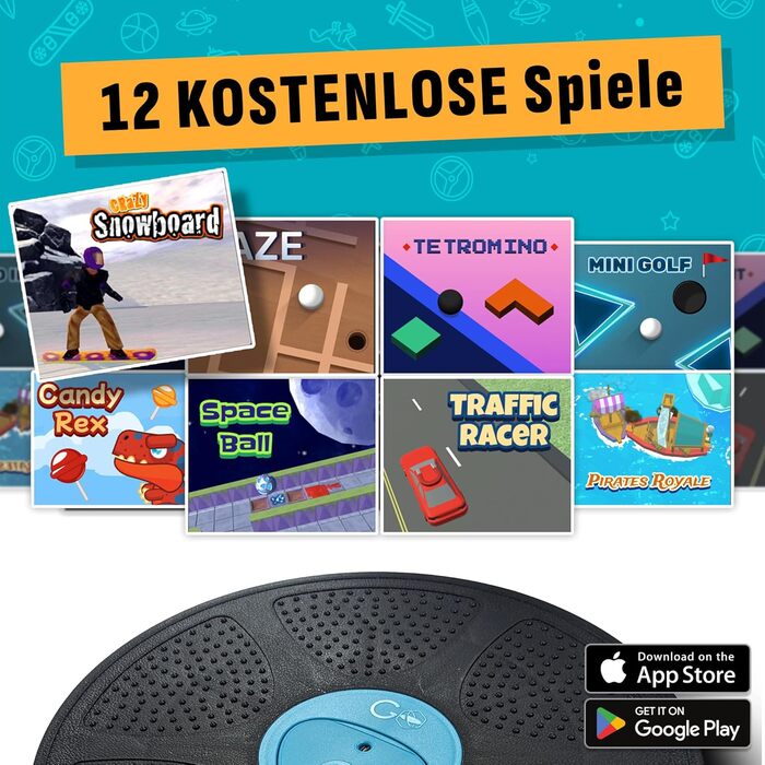 Балансувальна дошка GoBalance Play з Bluetooth-сенсором, 12 ігор для тренування, координації та фітнесу для підлітків і дорослих