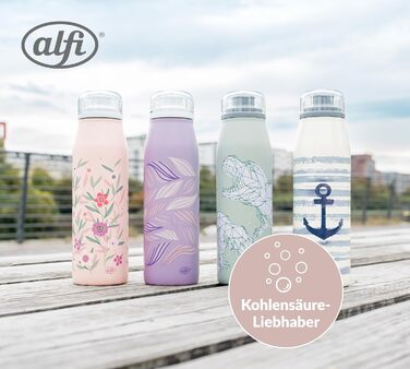 Термос-пляшка alfi KIDS ISO 500 мл рожевий для дітей, нержавіюча сталь, герметична, з кришкою, тримає 12 годин тепло, 24 години холод, для газованої води, BPA-free