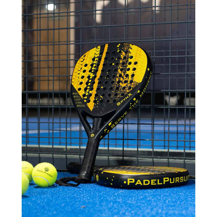 Плекачка для падел-тенісу PadelPursuit SpynX з 100% карбону, спеціальне покриття для кращого обертання, ракетка для чоловіків та жінок - 360г, легка та довговічна, чохол у подарунок