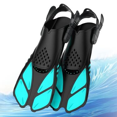 Ласти для плавання Schwimmflossen S/M (36-41) унісекс, регульовані, відкрита п'ята, для снорклінгу, дайвінгу та плавання, блакитні