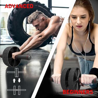 Ролер для пресу YIFMOO з килимком для колін, комплект ролера для пресу YIFMOO, тренажер для пресу для початківців та професіоналів, неслизький тренажер для пресу для дому, фітнес-обладнання (двоколісний)