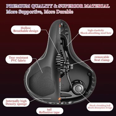 Зручний велосипедний сідло для жінок та чоловіків з гелевою вставкою та водонепроникним чохлом