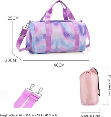 Дитяча спортивна сумка-рюкзак з відділенням для взуття та мокрою одежі, для плавання, гімнастики, танців, для дівчаток, яскрава, з принтом 'Райдуга', фіолетовий колір