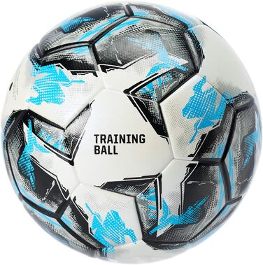М'яч для футболу T1TAN Gr. 5 для клубів - ігровий + тренувальний м'яч для чоловіків та жінок, розмір 5 - термозв'язаний, безшовний, синій, чорний, білий