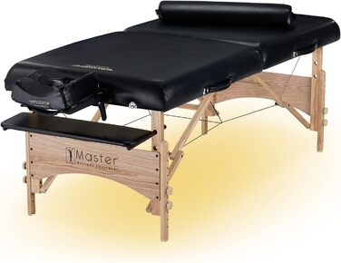 Масажний стіл Master Massage Husky Gibraltar, розкладний, косметологічний, терапевтичний, екстра широкий, з підсвіткою, дерев'яний, 81 см, чорний