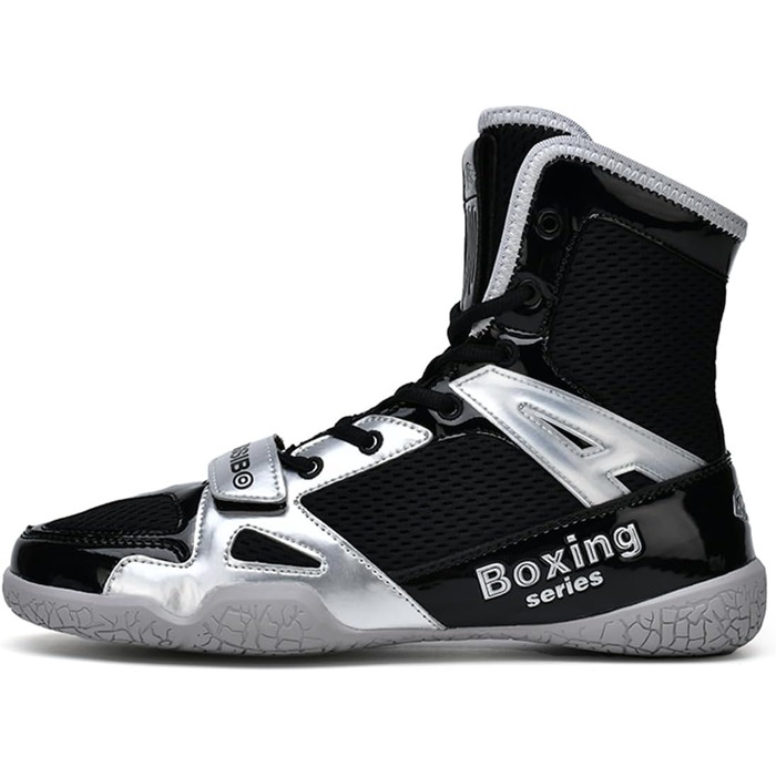 Чоловічі боксерські туфлі для боротьби, фітнесу та тренувань. Білі (33 EU, Чорний сріблястий)