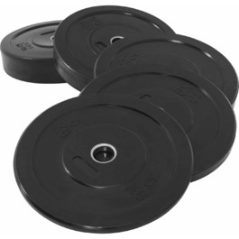 Гумові олімпійські диски GORILLA SPORTS, 5–25 кг, 50 мм, чорні, нековзні, для штанги