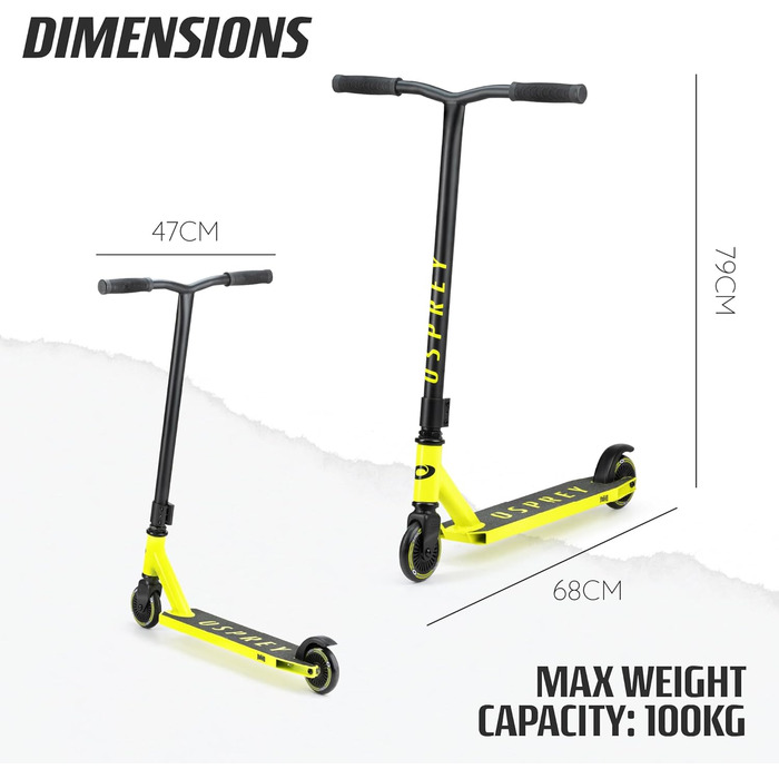 Самокат трюковий Osprey Stunt Pro 360° для дітей та дорослих, жовтий, з підшипниками ABEC 5
