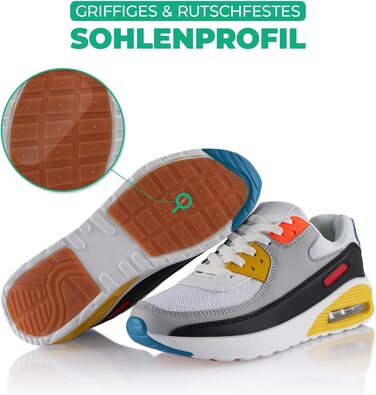 Кросівки спортивні жіночі та чоловічі Fusskleidung® амортизуючі, для бігу, жовто-сірі, 43 EU
