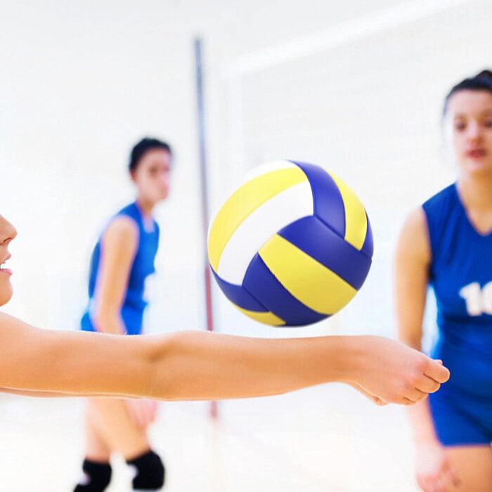 Волейбольний м'яч Perfeclan Standard 5 для залу, басейну, активного відпочинку. Синій, жовтий, з помпою