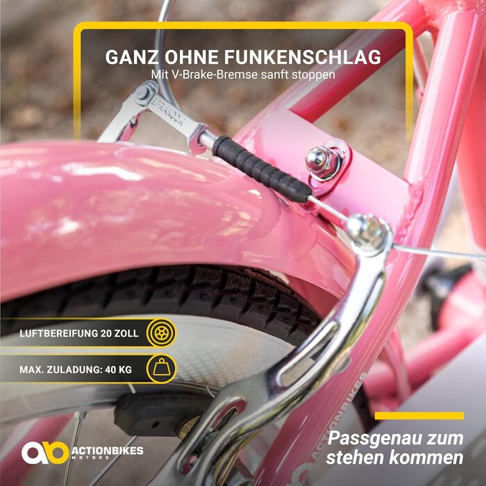 Дитяче велосипед Actionbikes 16/18/20/24 дюйми - V-Brake гальма, захистники, для дітей 4-12 років (дівчатка та хлопчики)