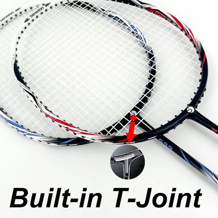 Набір для бадмінтона Senston: ракетки з карбону, сумка та 6 воланчиків, червоний/синій