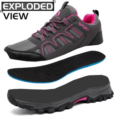 Туфлі для хайкінгу/трекінгу чоловічі та жіночі. Легкі, дихаючі туристичні черевики. Зелені (41 EU, Сірий, Рожевий)