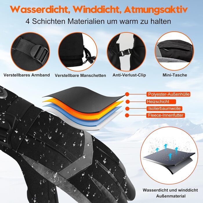 Обогріваючі рукавички SVPRO 5V 6000mAh - водонепроникні та вітронепроникні рукавички для катання на лижах, полювання, мотоциклів та піших прогулянок