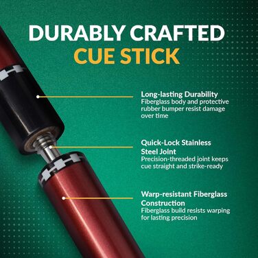 Чергова палиця Hathaway Conquest Queue з фібергласу, 147 см, червона