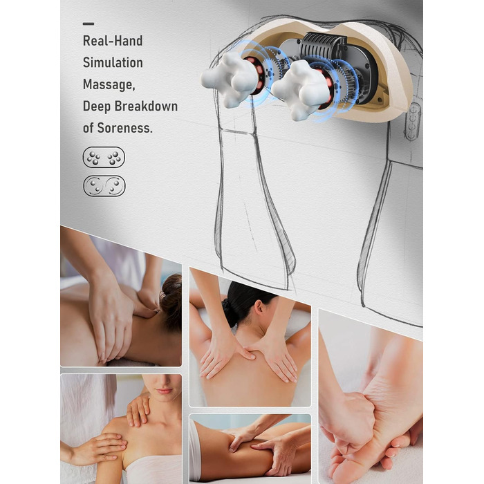 Масажер для шиї Careboda з підігрівом, 3 швидкості, електричний Shiatsu масажер для зняття болю в шиї та плечей. Ідеальний подарунок для водіїв та офісних працівників, чорний