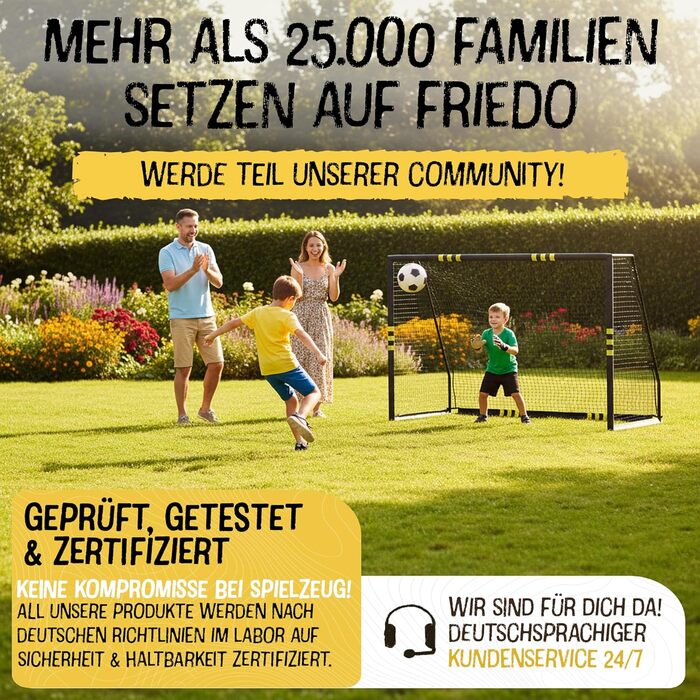 Ворота для футболу Friedo для дітей 120x180/160x240/200x300 см, CE-сертифіковані, нержавіючі, для саду, стійкі, преміум-якість, міцна сітка