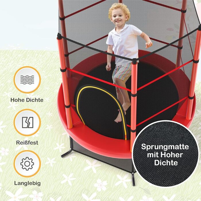 Батут GOPLUS Indoor з сіткою безпеки, дахом, сталевою конструкцією, стрибучою поверхнею, для саду, круглий, до 135 кг, Ø165 x 191 см