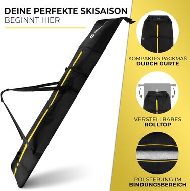 Чохол для сноуборду STYNGARD Whistler з ролтопом (140-190 см) - чорно-жовтий, водонепроникний