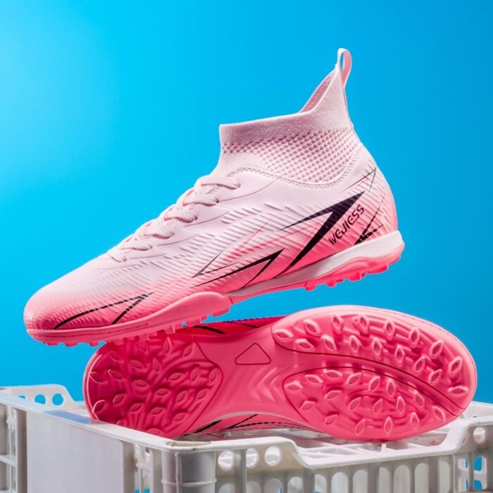 Футбольні черевики для чоловіків та дітей, високі, рожеві, розмір 39 EU, для занять футболом та залу
