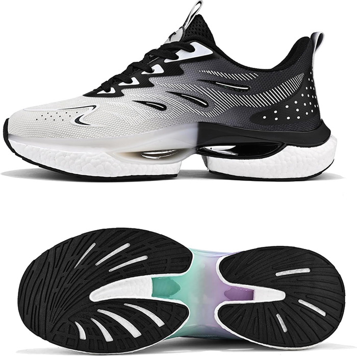 Спортивне взуття для жінок та чоловіків: кросівки для бігу, фітнесу, прогулянок та повсякденного носіння. Розміри 35-45 EU (44 EU, чорний, білий, сірий)