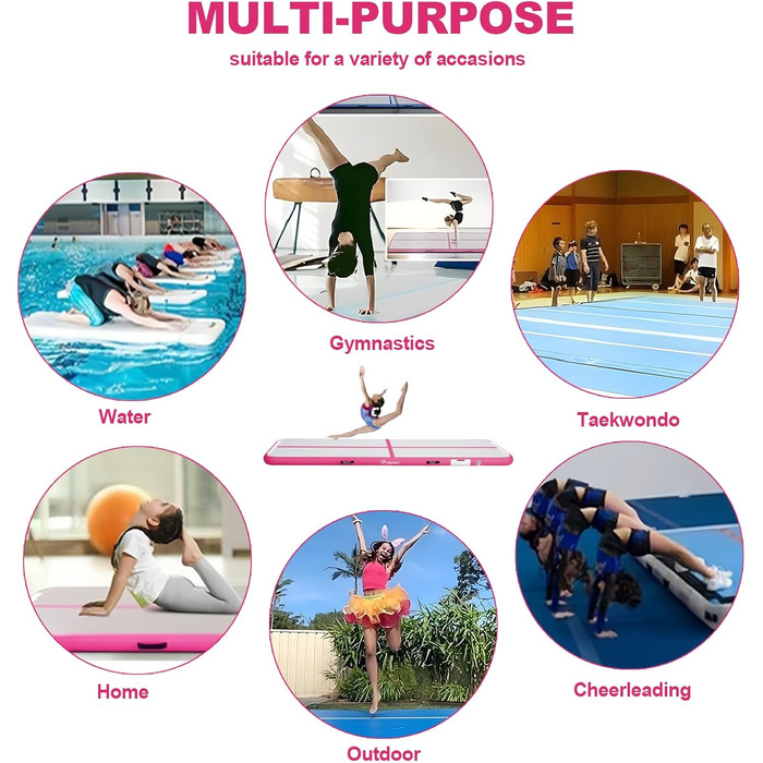 FBSPORT Airtrack Matte - килимок для гімнастики та йоги, 600x100x20 см (рожевий)