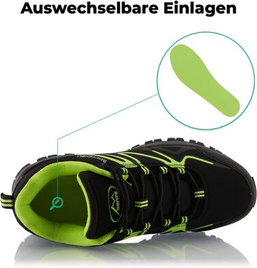 Черевики для піших прогулянок для жінок та чоловіків, дихаючі трекінгові черевики, чорно-зелені, 37 EU