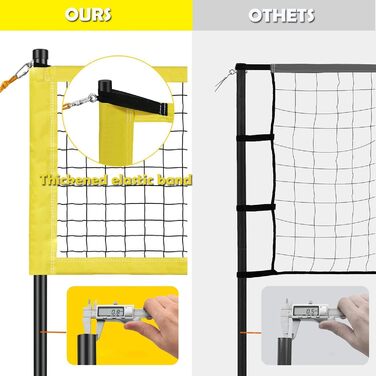 Волейбольний набір Yoving: професійний, 9,5м, регульована висота | Комплект з металевими стовпами, розміткою поля та волейбольним м'ячем | У комплекті сумка для пляжу, саду та клубного спорту