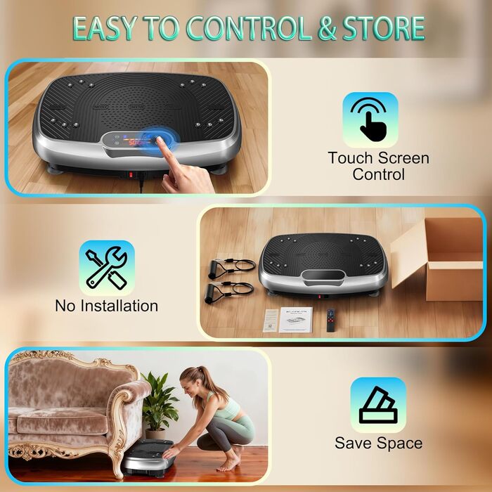 Віброплатформа для дому з подвійним мотором, 160 кг, для схуднення, тренування всього тіла та нарощування м'язів (Сірий)