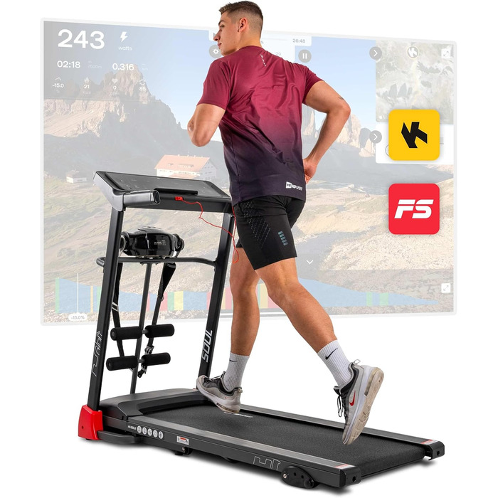 Бігова доріжка Hop-Sport HS-1200LB Soul 3-в-1 для дому з масажером, станцією для пресу, складана, LCD-дисплей, керування через додаток, 15 програм, швидкість до 14 км/год