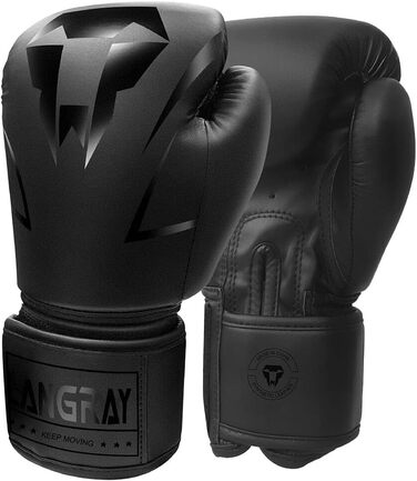 Боксерські рукавички LangRay зі штучної шкіри 14oz, чорні, для чоловіків та жінок, для боксу, ММА, спарингу
