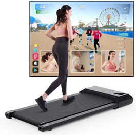 Бігова доріжка DeerRun Walking Pad 2,5 к.с., до 136 кг, для дому, тиха, з додатком Pitpat, професійними тренуваннями та багатокористувацькими забігами, чорна, 80 см