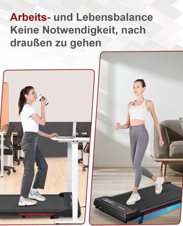 Laufpad Dskeuzeew 4-в-1 з нахилом: біговий килимок з регулюванням кута нахилу до 5% для дому. Максимальне навантаження 130 кг, швидкість 1-8 км/год, безщітковий двигун. Підходить для використання під столом. Чорний колір.