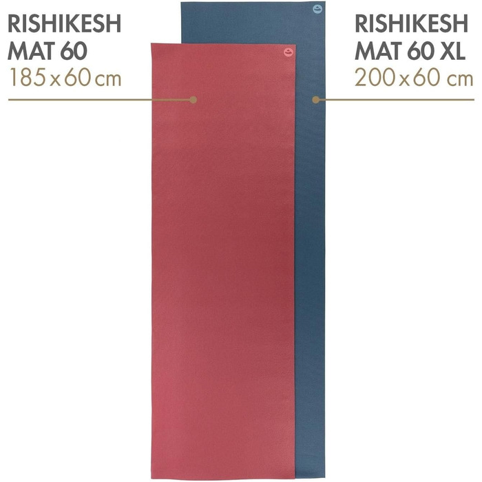 Йога-мат Bodhi Rishikesh Premium 60 XL синій, антиковзкий, екологічний, для йоги та пілатесу, OEKO-TEX, Німеччина