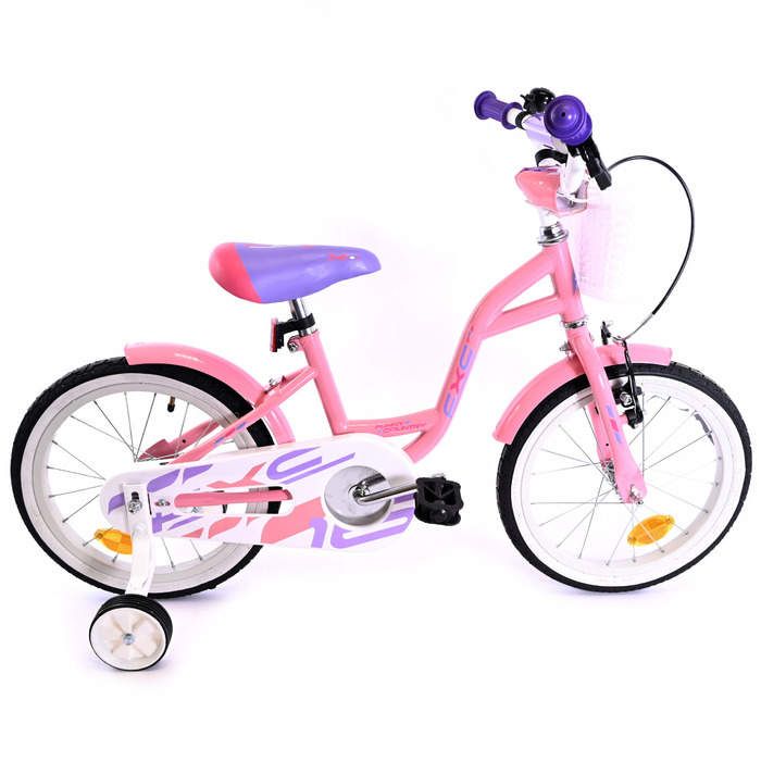 Рожевий дитячий велосипед для дівчаток 16 дюймів: легка рама, кошик та бічні допоміжні колеса