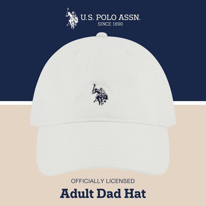 Чоловіча бейсболка U.S. Polo Assn. з логотипом Pony, 100% бавовна, регульована, біла (One Size)