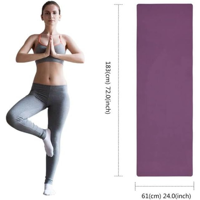 Килимок для йоги та фітнесу Narwhal, протиковзкий еко-мат з TPE для пілатесу та тренувань з ременем для перенесення, 183 x 61 x 0.6 см, лілово-рожевий